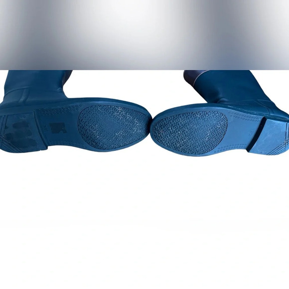 Tory Burch Navy Blue and Brown Knee-High Rain Boots Sz 10 - Picture 6 of 9